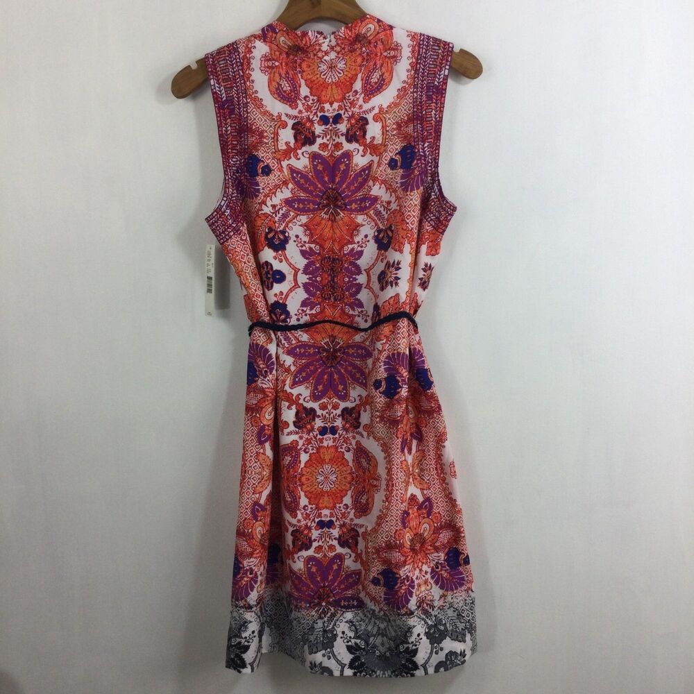Antonio Melani Elaine Floral Paisley Belted Shift Dress Cayenne/Orchid Sz 10 NWT - Picture 3 of 12